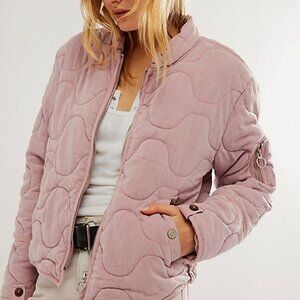 Free People Aura Liner Boxy Bomber Jacket in Dried Current